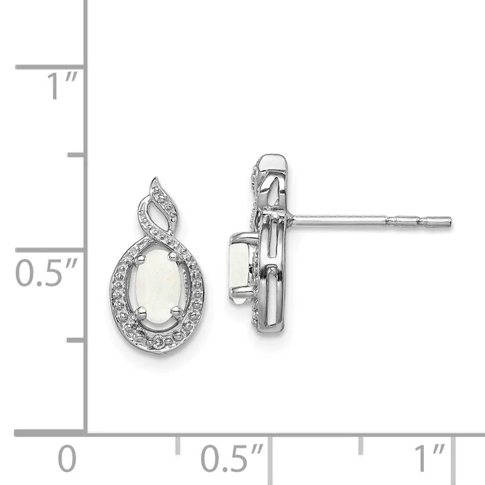 Sterling Silver Rhodiumplated Created Opal u0026 Diamond Earrings Goldia Earrings