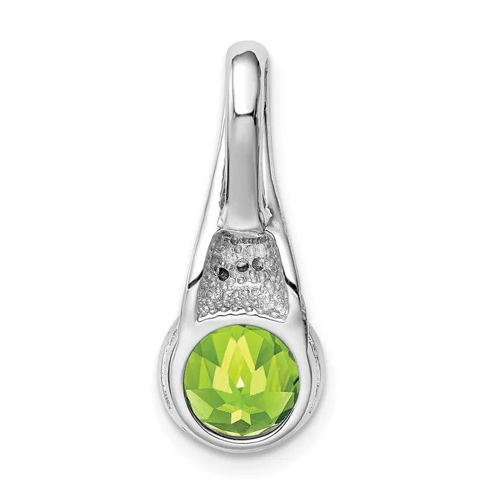 Sterling Silver Rhodiumplated CZ and Peridot Pendant Goldia Necklaces