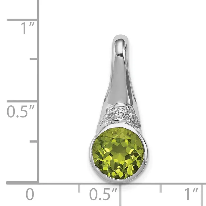 Sterling Silver Rhodiumplated CZ and Peridot Pendant Goldia Necklaces
