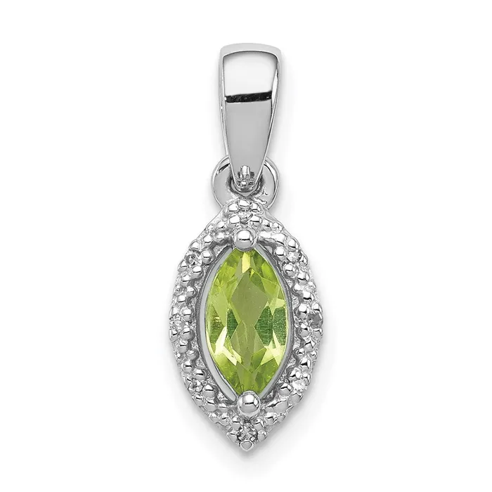 Sterling Silver Rhodiumplated Diamond and Peridot Pendant Goldia Necklaces