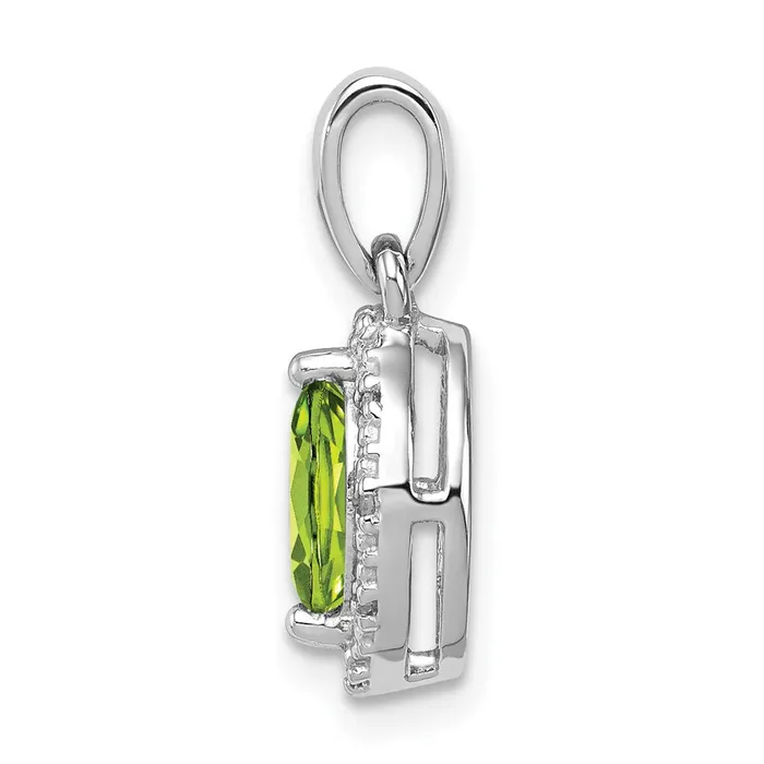 Sterling Silver Rhodiumplated Diamond and Peridot Pendant Goldia Necklaces