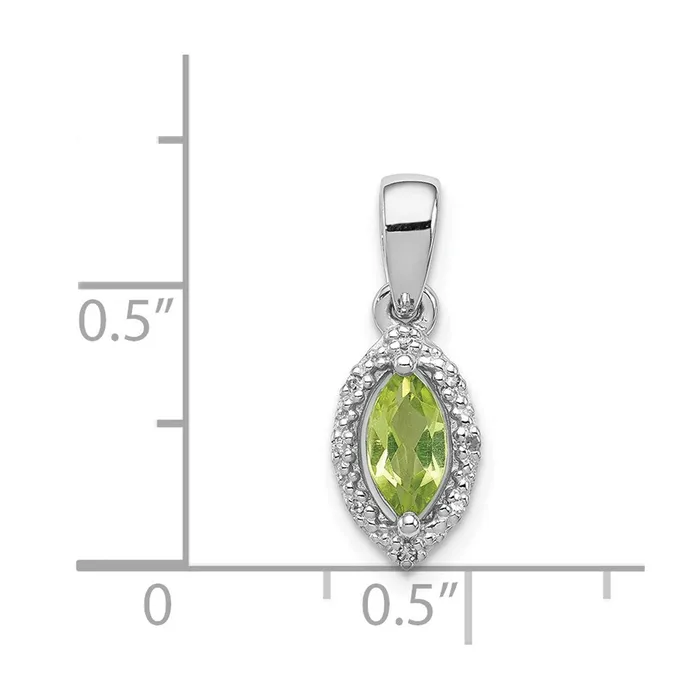 Sterling Silver Rhodiumplated Diamond and Peridot Pendant Goldia Necklaces