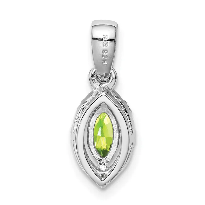 Sterling Silver Rhodiumplated Diamond and Peridot Pendant Goldia Necklaces