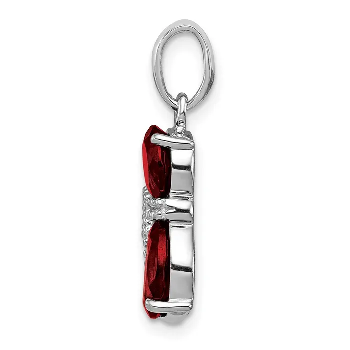 Sterling Silver Rhodiumplated Garnet and Diamond Cat Pendant Goldia Necklaces