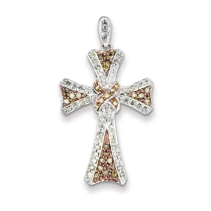 Sterling Silver u0026 Rhodium Diamond Cross Pendant Goldia Necklaces