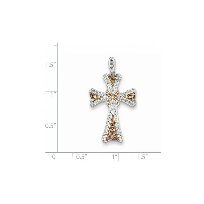 Sterling Silver u0026 Rhodium Diamond Cross Pendant Goldia Necklaces