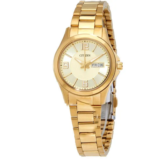Watches JMS always Original Citizen Gold Dial Quartz Ladies Watch EQ059351P Watches JMS always Original Citizen Gold Dial Quartz Ladies Watch EQ059351P