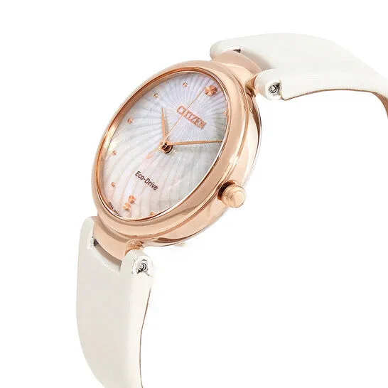 Watches JMS always Original Citizen Mother of Pearl Dial White Satin Ladies Watch EM085322D Watches JMS always Original Citizen Mother of Pearl Dial White Satin Ladies Watch EM085322D