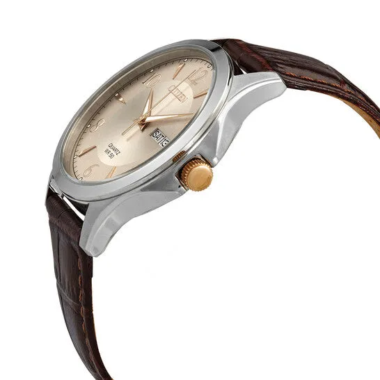 Watches JMS always Original Citizen Quartz Champagne Dial Brown Leather Mens Watch BF200929X Watches JMS always Original Citizen Quartz Champagne Dial Brown Leather Mens Watch BF200929X