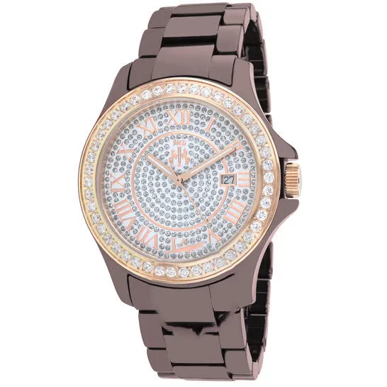 Watches JMS always Original Jivago Ceramic Crystal Pave Dial Ladies Maroon Watch JV9416 Watches JMS always Original Jivago Ceramic Crystal Pave Dial Ladies Maroon Watch JV9416