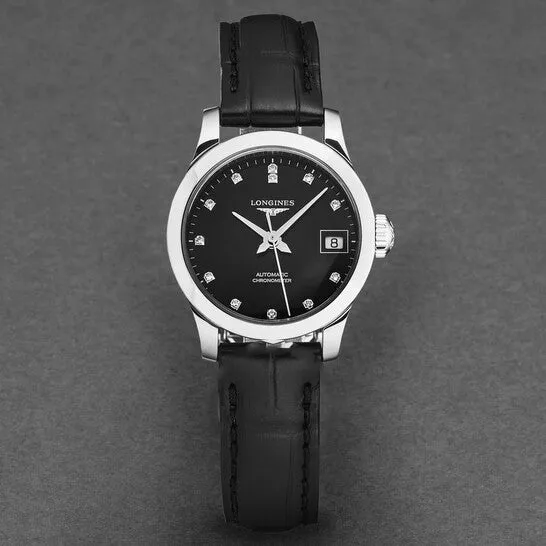 Watches JMS always Original Longines Record Automatic Diamond Black Dial Ladies Watch L23204572 Watches JMS always Original Longines Record Automatic Diamond Black Dial Ladies Watch L23204572
