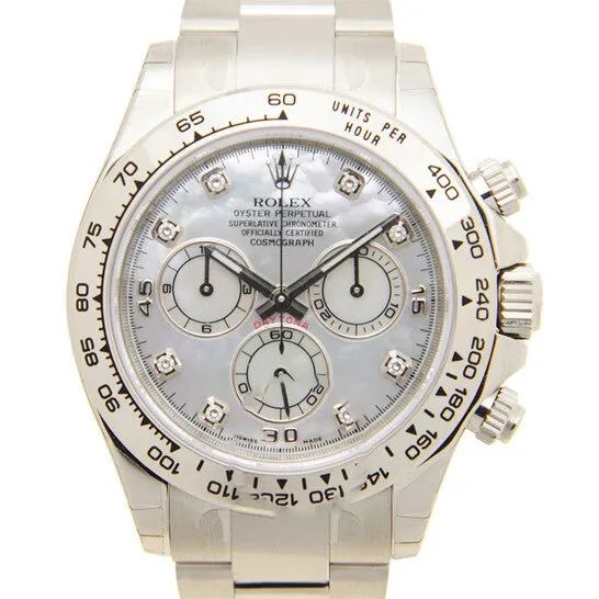 Watches JMS always Original Rolex Cosmograph Daytona Mother of Pearl Diamond Dial Mens 18kt White Gold Oyster Watch 116509MDO Watches JMS always Original Rolex Cosmograph Daytona Mother of Pearl Diamond Dial Mens 18kt White Gold Oyster Watch 116509MDO